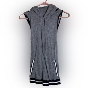 Forever 21 Gray Sleeveless Hoodie Tank Top with Black & White Trim